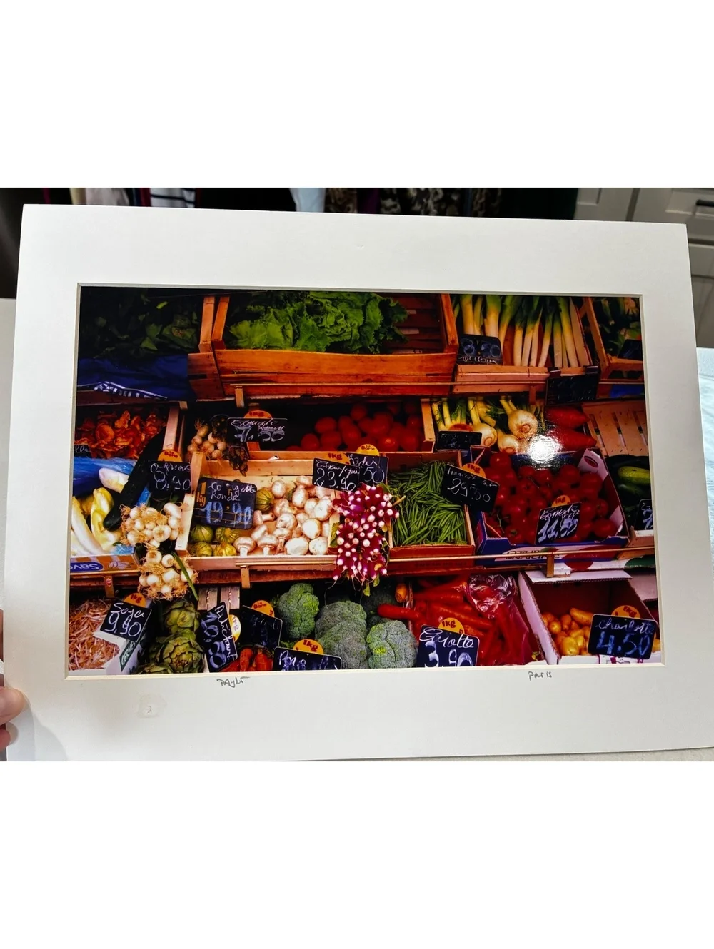 4 Matted French Photographs - Market, Metro, Green Door, Telephone